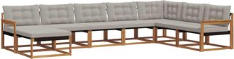 vidaXL Conjunto De Sof&aacute;s De Exterior 8 Uds. Gris Natural Y Claro Vidaxl