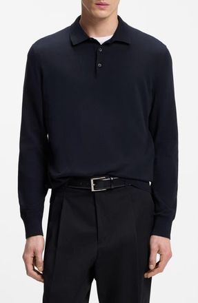 BOSS Gemello Cotton Polo Sweater in Dark Blue at Nordstrom, Size Xx-Large