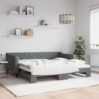 vidaXL Daybed with Trundle without Mattress Dark Grey 90x190 cm Single vidaXL