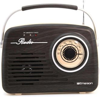 Emerson Portable Retro Radio with Built-in Rechargeable Battery