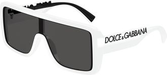 Dolce & Gabbana Shield Zonnebril - unisex - Zonnebrillen - Wit - 54 MM - Nylon - Accessoires