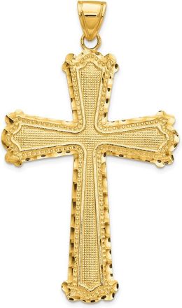 Diamond2Deal 14k Gold Diamond-cut Cross Pendant