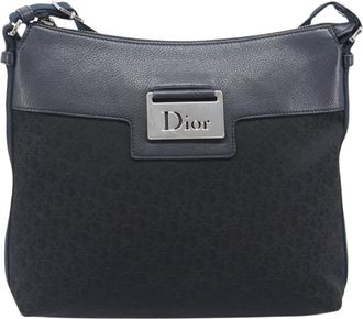Dior Vintage Street Chic Messenger Diorissimo Canvas And Leather Black Canvas Handbag (Pre-Owned)