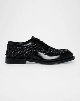 Dolce & Gabbana Men & apos;s Calfskin Woven Derby Shoes