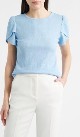 Anne Klein Tulip Sleeve Pebble Knit Top in Lakeshore at Nordstrom, Size Medium P