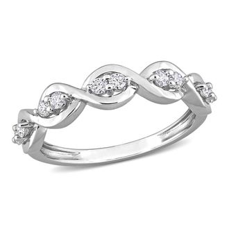 Amour 1/4 CT DEW Created Moissanite Anniversary Ring In Sterling Silver