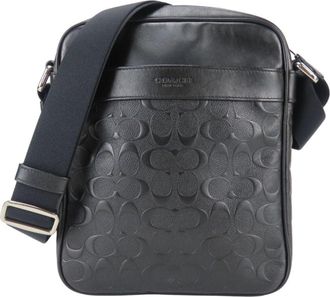 Coach Signature Black Leather Shoulder Bag (Pre-Owned)