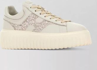 Hogan platform sneakers with round toe and glitter