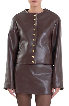 English Factory Faux Leather Jacket in Dark Brown at Nordstrom, Size Small