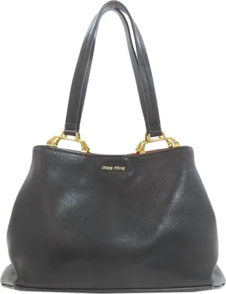 Miu Miu Black Leather Tote Bag (Pre-Owned)