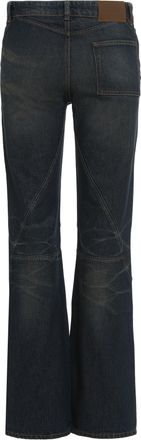 Our Legacy Womens Flared Jeans With Moto Cut Blue Cotton