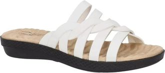 Easy Street Womens Easy Street Sheri Sandals White Faux Leather Slip On Slides HTAT522