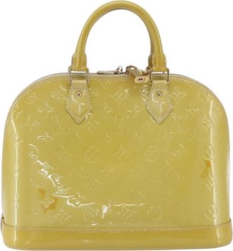 Louis Vuitton Alma Handbag Monogram Vernis Beige Patent_Leather Handbag (Pre-Owned)