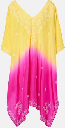 Juliet Dunn Embroidered ombre silk kaftan