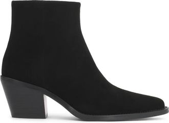 Kazar Su&egrave;de enkellaarsjes met rits en verlengde neus - Dames - Cowboylaarzen - Zwart - 38 EU - Su&egrave;de - Schoenen