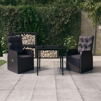 vidaXL Juego De Comedor De Jard&iacute;n 3 Piezas Con Cojines Negro Vidaxl