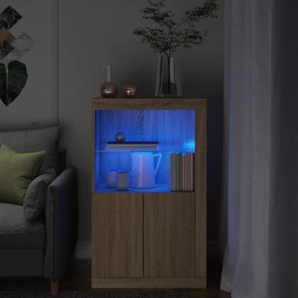 vidaXL Armadietto con Luci led Rovere Sonoma in Legno Multistrato - Vidaxl