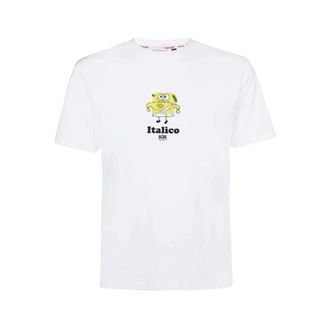 GCDS T-Shirts, male, White, XL, Ribbed Cotton T-shirt with Front Print