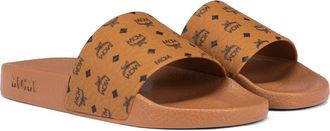 MCM Monogram Print Rubber Slides in Cognac at Nordstrom, Size 46