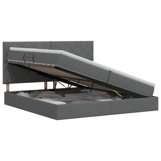 vidaXL Cama Con Almacenamiento Y Colch&oacute;n Gris Oscuro 200 X 200 Cm Tela Vidaxl