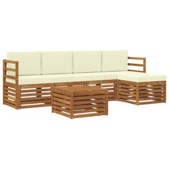 vidaXL Conjunto De Sof&aacute;s De Exterior Con Coj&iacute;n 6 Pcs Natural Y Crema Vidaxl