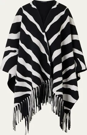 Akris Cashmere Knit Reversible Zebra Cape