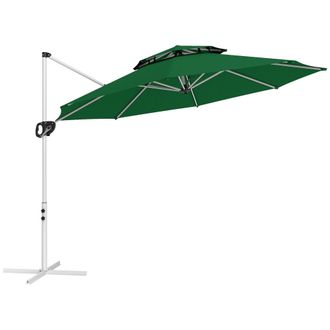 OUTSUNNY Sombrilla exc&eacute;ntrica 292x292x247 cm verde oscuro