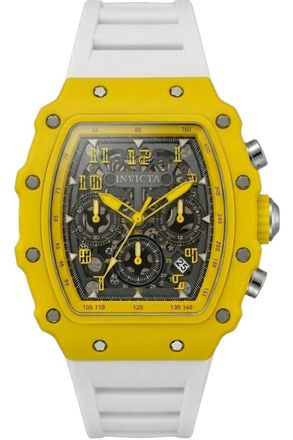 Invicta Racing 69740 Herenhorloge - Quartz Uurwerk - Acryl met Zilveren Wijzerplaat - 44 mm