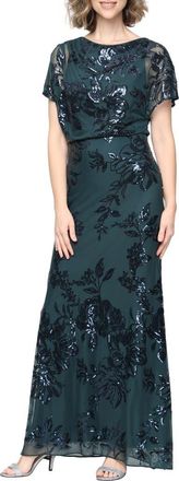 S.L. Fashions Sequin Blouson Bodice Gown in Green at Nordstrom, Size 14