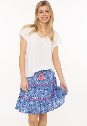 Zwillingsherz Minirock ZWILLINGSHERZ Paisley, Damen, Gr. L/XL, royalblau, Obermaterial: 100% Baumwolle, R&ouml;cke Minirock, Paisleymuster, Tasseln, kurzer Schnitt