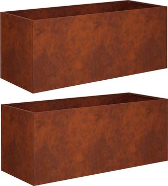 vidaXL Macetero De Jard&iacute;n 2 Uds. Oxidado 80 X 40 X 40 Cm Acero Oxidado Vidaxl