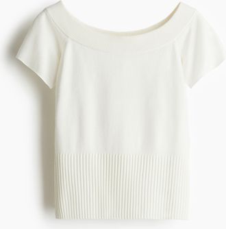 H&M Schulterfreies Shirt - Weiss