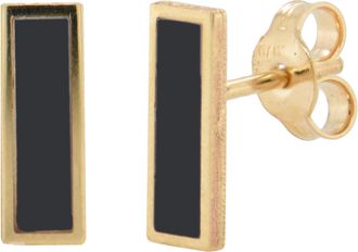 Italian Gold, Inc 14K Yellow Gold Bar Stud Earrings - Onyx