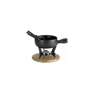 KELA Kela - 16640, Set per fonduta al Formaggio, 10 Pezzi, per 6 Persone, Ceramica, 1 l, Country, Nero, ghisa, 22,00x22,00x21,00 cm
