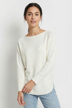 QS by s.Oliver Strickpullover QS, Damen, Gr. XXL (44), wei&szlig;, Strick, Obermaterial: 83% Viskose, 17% Polyamid, unifarben, regular fit taillenbedeckt, U-Boot-Ausschnit