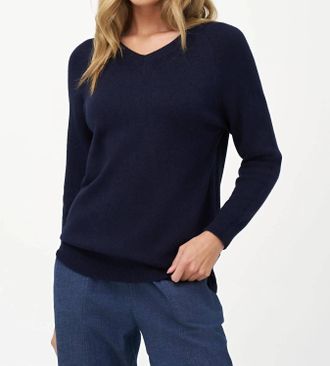 M Made in Italy V-Neck Knit Sweater In Navy