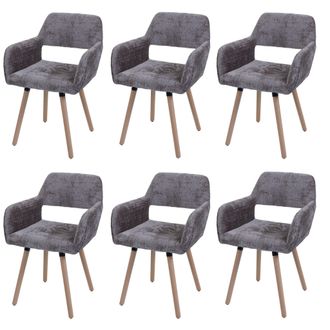 Hhg Hhg - Lote De 6 Silla De Comedor 867 Ii, Silla De Cocina Silla Tapizada, Madera Tela/textil Chenilla (465g/m&sup2;) Mvg, Marr&oacute;n