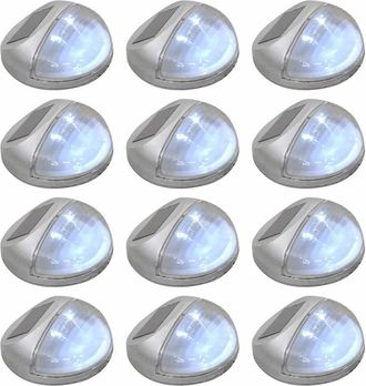 vidaXL Vidaxl - L&aacute;mparas Solares Led De Pared Exterior 12 Uds Redondas Plateada