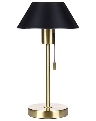 Beliani L&aacute;mpara de mesa metal negro dorado