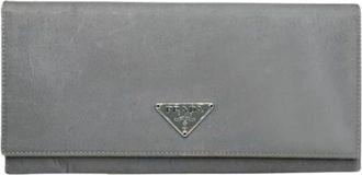 Prada Pre-owned Vintage Leren Portemonnee - Dames - Vintage Accessoires - Grijs - ONE Size - Leer - Vintage