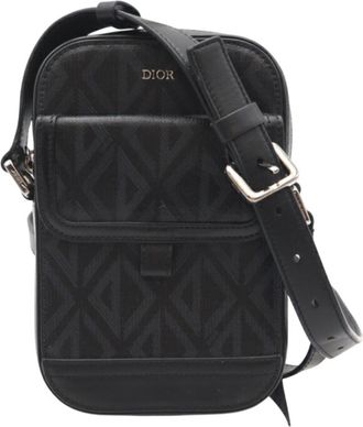 Dior Black Gray Coated Canvas Shoulder Bag (Pre-Owned)