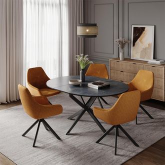 Vicco Mesa De Comedor Loyd, Antracita/negro, 120 X 120 Cm Extensible, Vicco