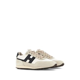 Hogan Logo Patch and Suede Inserts Sneaker - Beige