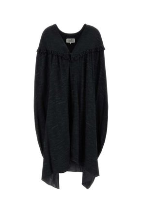 Maison Margiela Black V-Neck Shirt Dress