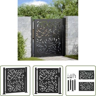 vidaXL vidaXL Cancello nero - Cancello da giardino nero 100x100 cm in acciaio con design a fiamma