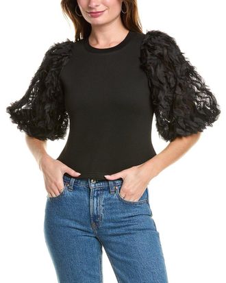 Gracia Wavey Applique Sleeve Top