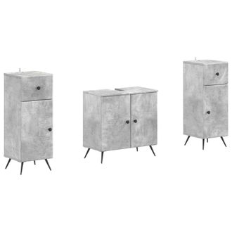 vidaXL Juego De Gabinete De Ba&ntilde;o De 2 Piezas Breda Gris Hormig&oacute;n Vidaxl