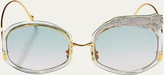Anna-Karin Karlsson Rose Et Le Reve Leopard Round Acetate Sunglasses
