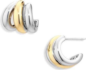 Shashi Two-Tone Triple Hoop Earrings in Gold/silver at Nordstrom