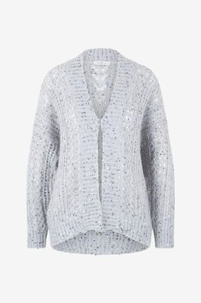 PANICALE Lochstrick-Cardigan aus Mohair und Alpakawolle mit Pailletten